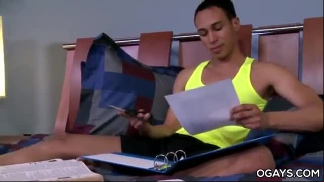 Horny college student jerking off